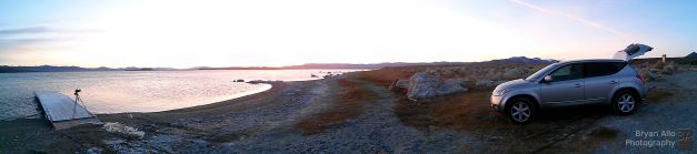 Rushing to catch the sunrise over mono lake.
