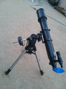 Orion SkyView Pro 120mm EQ 1000mm on Celestron Advanced GT German Equatorial Mount.